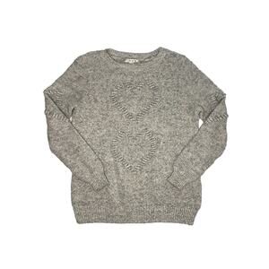 LC Lauren Conrad Womens Gray Heart Knit Sweater Size Large